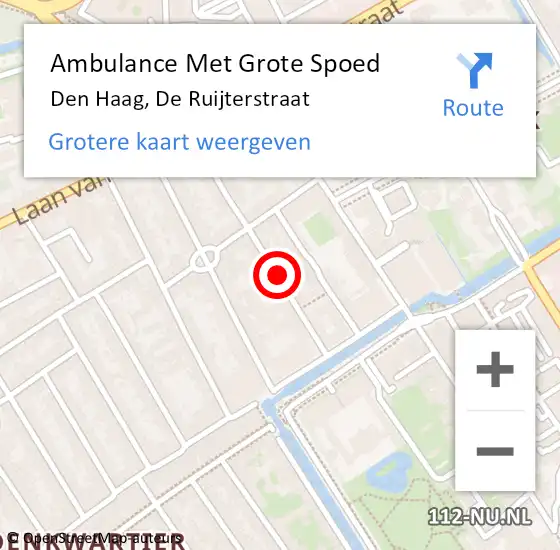Locatie op kaart van de 112 melding: Ambulance Met Grote Spoed Naar Den Haag, De Ruijterstraat op 23 juni 2021 22:18