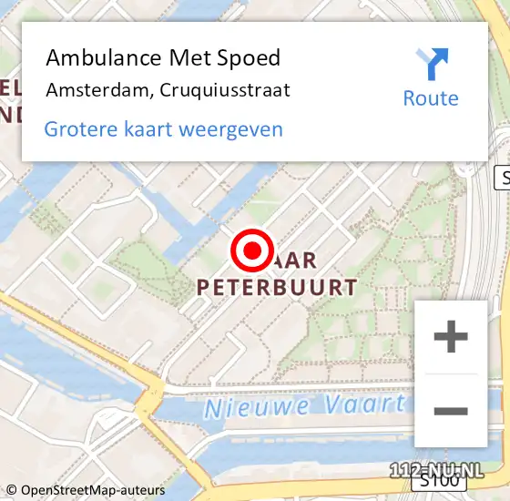 Locatie op kaart van de 112 melding: Ambulance Met Spoed Naar Amsterdam, Cruquiusstraat op 23 juni 2021 22:28
