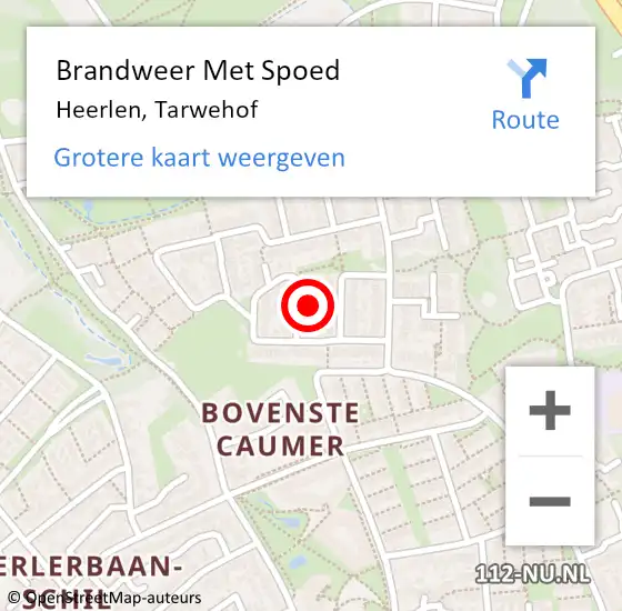 Locatie op kaart van de 112 melding: Brandweer Met Spoed Naar Heerlen, Tarwehof op 23 juni 2021 23:04