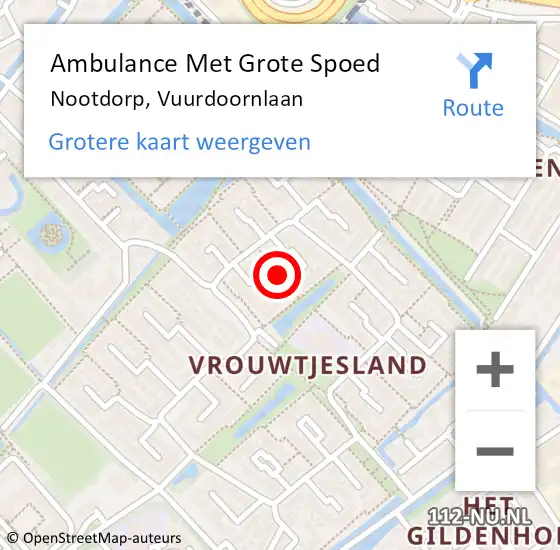 Locatie op kaart van de 112 melding: Ambulance Met Grote Spoed Naar Nootdorp, Vuurdoornlaan op 23 juni 2021 23:14