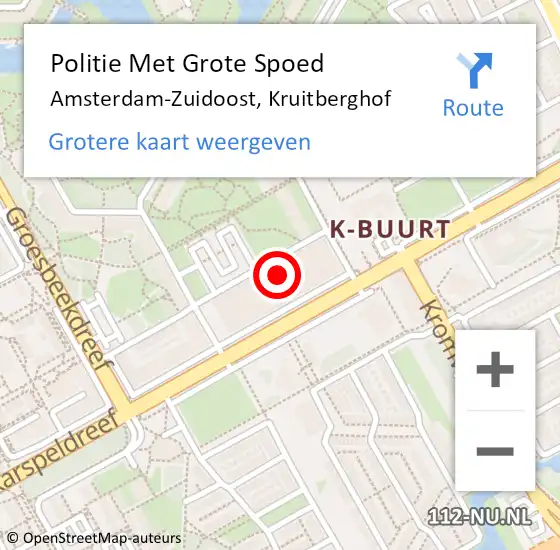 Locatie op kaart van de 112 melding: Politie Met Grote Spoed Naar Amsterdam-Zuidoost, Kruitberghof op 23 juni 2021 23:15