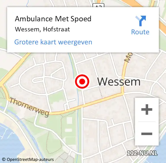 Locatie op kaart van de 112 melding: Ambulance Met Spoed Naar Wessem, Hofstraat op 14 juni 2014 07:39