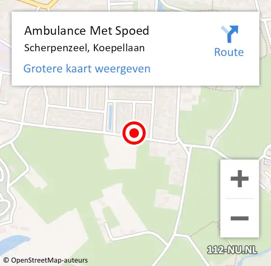 Locatie op kaart van de 112 melding: Ambulance Met Spoed Naar Scherpenzeel, Koepellaan op 23 juni 2021 23:22