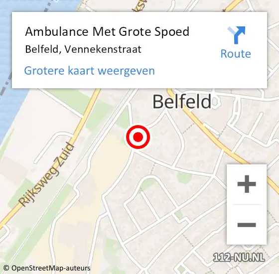 Locatie op kaart van de 112 melding: Ambulance Met Grote Spoed Naar Belfeld, Vennekenstraat op 14 juni 2014 07:46