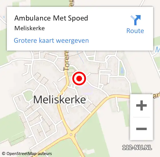 Locatie op kaart van de 112 melding: Ambulance Met Spoed Naar Meliskerke op 24 juni 2021 00:55