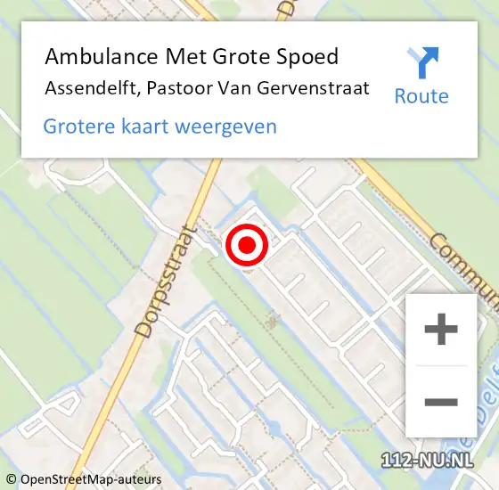 Locatie op kaart van de 112 melding: Ambulance Met Grote Spoed Naar Assendelft, Pastoor Van Gervenstraat op 24 juni 2021 01:56