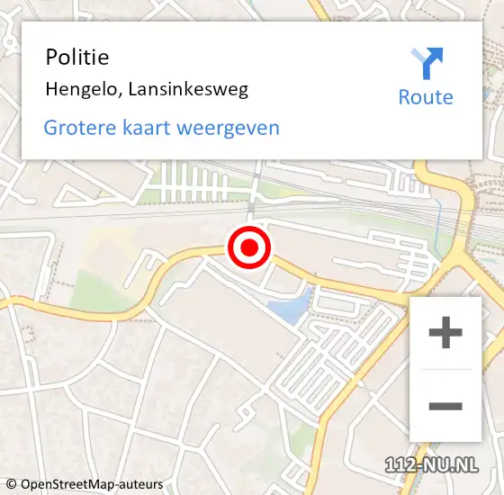 Locatie op kaart van de 112 melding: Politie Hengelo, Lansinkesweg op 24 juni 2021 02:03