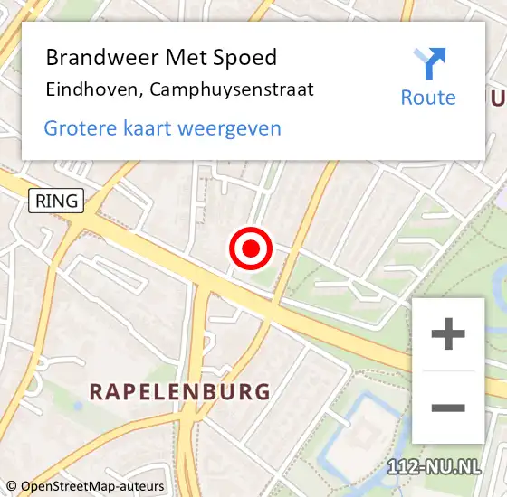 Locatie op kaart van de 112 melding: Brandweer Met Spoed Naar Eindhoven, Camphuysenstraat op 24 juni 2021 02:06