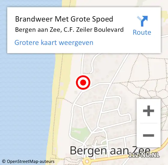 Locatie op kaart van de 112 melding: Brandweer Met Grote Spoed Naar Bergen aan Zee, C.F. Zeiler Boulevard op 24 juni 2021 02:19