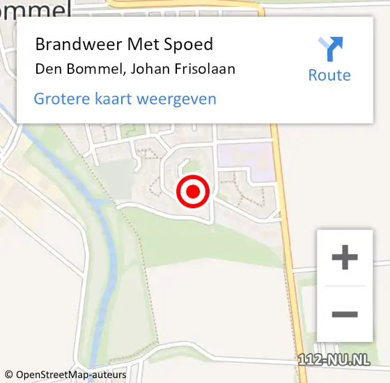 Locatie op kaart van de 112 melding: Brandweer Met Spoed Naar Den Bommel, Johan Frisolaan op 24 juni 2021 02:40