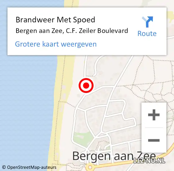 Locatie op kaart van de 112 melding: Brandweer Met Spoed Naar Bergen aan Zee, C.F. Zeiler Boulevard op 24 juni 2021 03:31