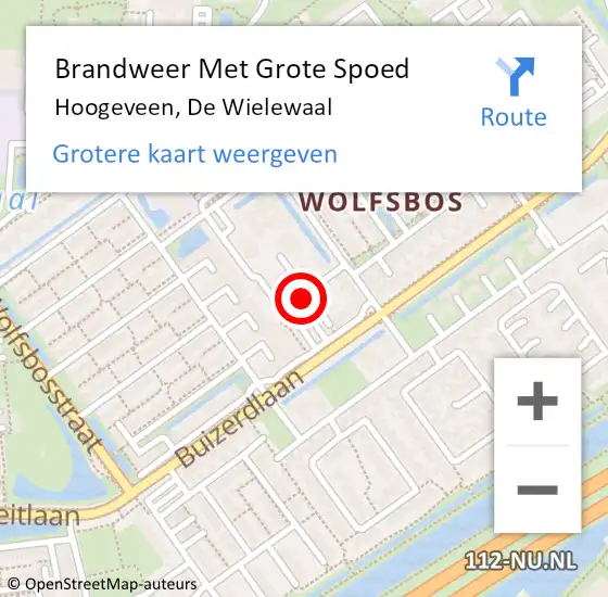 Locatie op kaart van de 112 melding: Brandweer Met Grote Spoed Naar Hoogeveen, De Wielewaal op 24 juni 2021 03:33