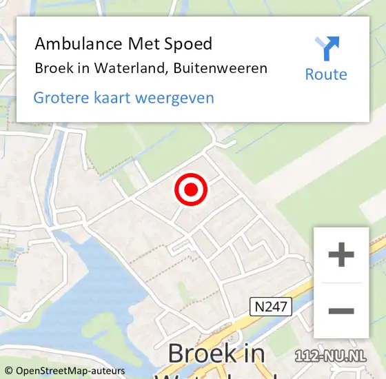 Locatie op kaart van de 112 melding: Ambulance Met Spoed Naar Broek in Waterland, Buitenweeren op 24 juni 2021 06:28