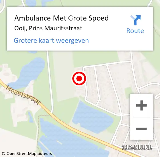Locatie op kaart van de 112 melding: Ambulance Met Grote Spoed Naar Ooij, Prins Mauritsstraat op 24 juni 2021 07:02