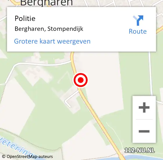 Locatie op kaart van de 112 melding: Politie Bergharen, Stompendijk op 24 juni 2021 08:01