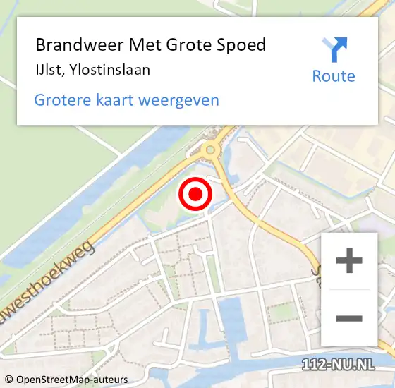 Locatie op kaart van de 112 melding: Brandweer Met Grote Spoed Naar IJlst, Ylostinslaan op 24 juni 2021 08:19