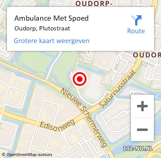 Locatie op kaart van de 112 melding: Ambulance Met Spoed Naar Oudorp, Plutostraat op 24 juni 2021 08:22