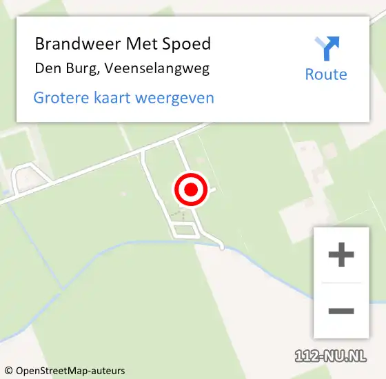 Locatie op kaart van de 112 melding: Brandweer Met Spoed Naar Den Burg, Veenselangweg op 24 juni 2021 08:35