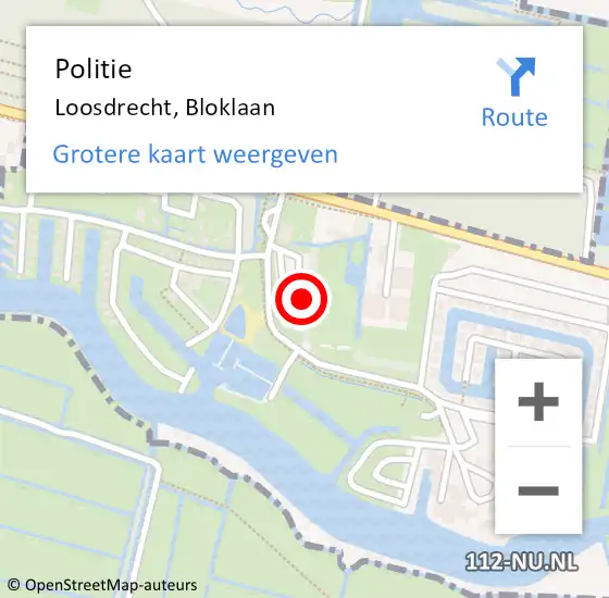 Locatie op kaart van de 112 melding: Politie Loosdrecht, Bloklaan op 24 juni 2021 08:36