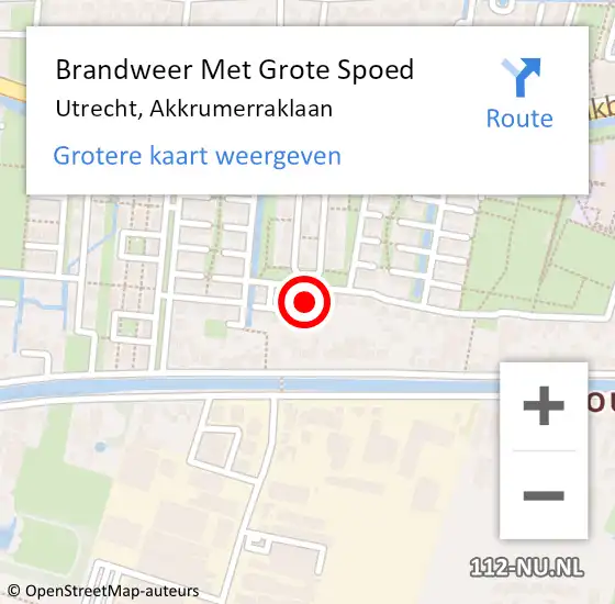 Locatie op kaart van de 112 melding: Brandweer Met Grote Spoed Naar Utrecht, Akkrumerraklaan op 24 juni 2021 08:46