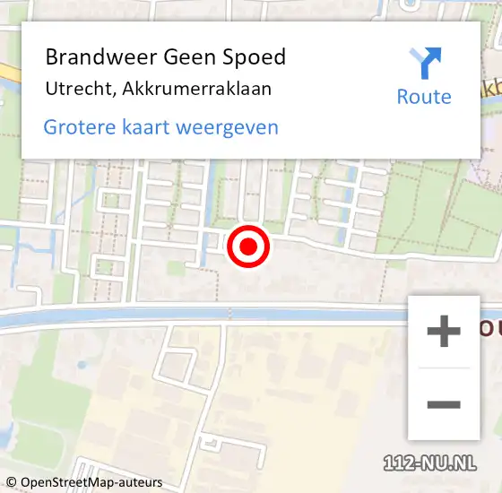 Locatie op kaart van de 112 melding: Brandweer Geen Spoed Naar Utrecht, Akkrumerraklaan op 24 juni 2021 08:50