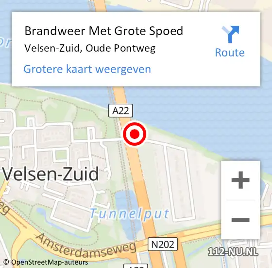 Locatie op kaart van de 112 melding: Brandweer Met Grote Spoed Naar Velsen-Zuid, Oude Pontweg op 24 juni 2021 09:18