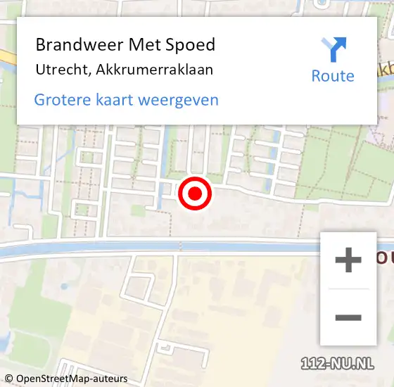 Locatie op kaart van de 112 melding: Brandweer Met Spoed Naar Utrecht, Akkrumerraklaan op 24 juni 2021 09:23