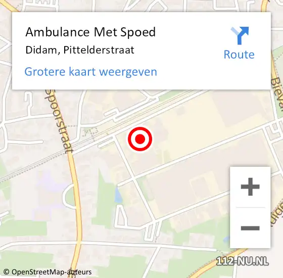 Locatie op kaart van de 112 melding: Ambulance Met Spoed Naar Didam, Pittelderstraat op 24 juni 2021 09:51