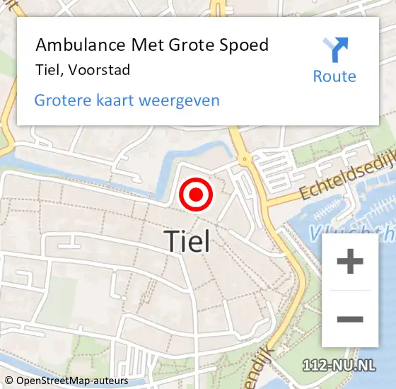 Locatie op kaart van de 112 melding: Ambulance Met Grote Spoed Naar Tiel, Voorstad op 24 juni 2021 10:03