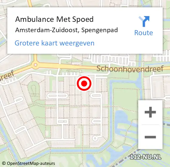 Locatie op kaart van de 112 melding: Ambulance Met Spoed Naar Amsterdam-Zuidoost, Spengenpad op 24 juni 2021 10:24