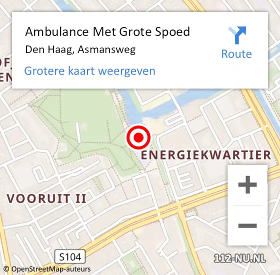 Locatie op kaart van de 112 melding: Ambulance Met Grote Spoed Naar Den Haag, Asmansweg op 24 juni 2021 10:49
