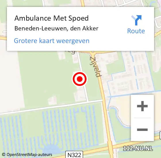 Locatie op kaart van de 112 melding: Ambulance Met Spoed Naar Beneden-Leeuwen, den Akker op 24 juni 2021 10:55