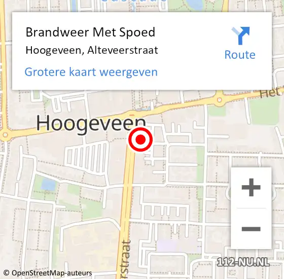 Locatie op kaart van de 112 melding: Brandweer Met Spoed Naar Hoogeveen, Alteveerstraat op 24 juni 2021 11:16