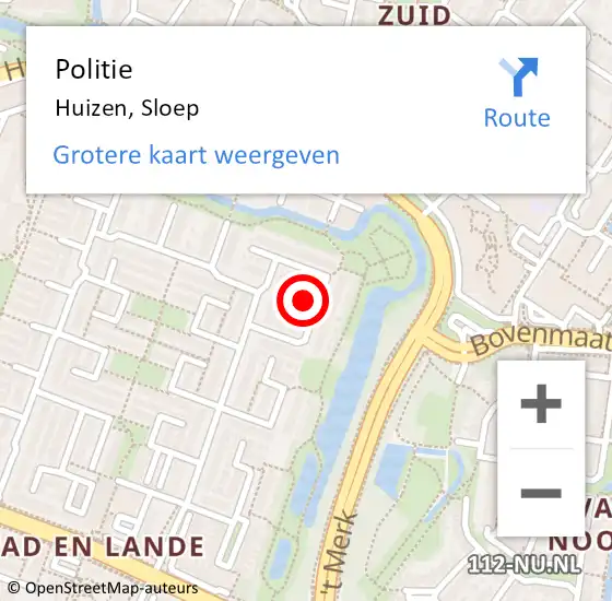 Locatie op kaart van de 112 melding: Politie Huizen, Sloep op 24 juni 2021 11:32