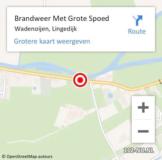 Locatie op kaart van de 112 melding: Brandweer Met Grote Spoed Naar Wadenoijen, Lingedijk op 24 juni 2021 12:08