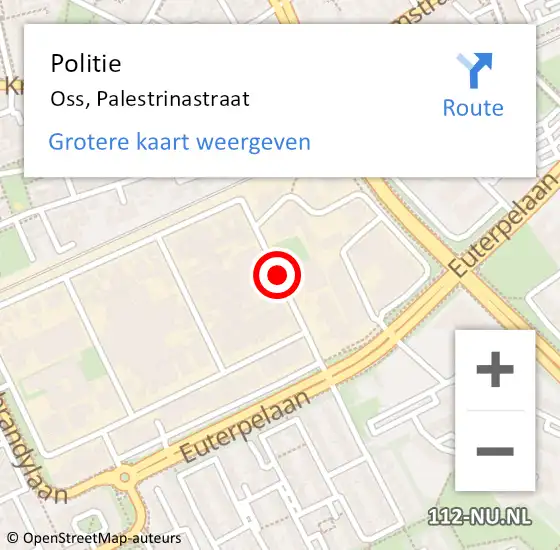 Locatie op kaart van de 112 melding: Politie Oss, Palestrinastraat op 24 juni 2021 12:20