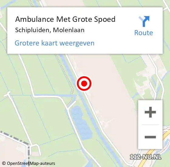 Locatie op kaart van de 112 melding: Ambulance Met Grote Spoed Naar Schipluiden, Molenlaan op 24 juni 2021 12:32