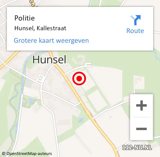 Locatie op kaart van de 112 melding: Politie Hunsel, Kallestraat op 24 juni 2021 12:36