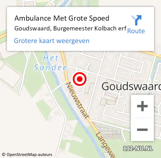 Locatie op kaart van de 112 melding: Ambulance Met Grote Spoed Naar Goudswaard, Burgemeester Kolbach erf op 24 juni 2021 12:36