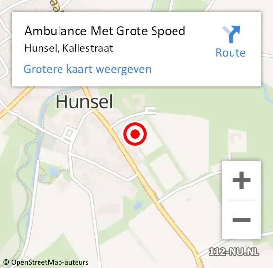 Locatie op kaart van de 112 melding: Ambulance Met Grote Spoed Naar Hunsel, Kallestraat op 24 juni 2021 12:36