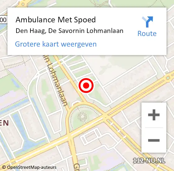 Locatie op kaart van de 112 melding: Ambulance Met Spoed Naar Den Haag, De Savornin Lohmanlaan op 24 juni 2021 13:11