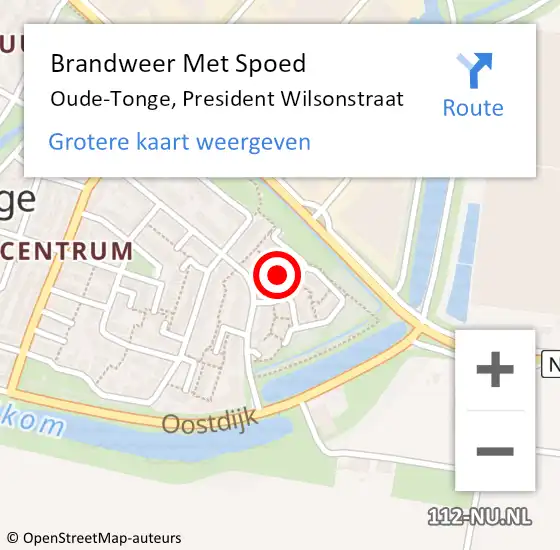 Locatie op kaart van de 112 melding: Brandweer Met Spoed Naar Oude-Tonge, President Wilsonstraat op 24 juni 2021 13:19