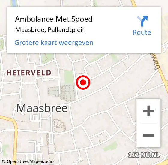 Locatie op kaart van de 112 melding: Ambulance Met Spoed Naar Maasbree, Pallandtplein op 14 juni 2014 09:02