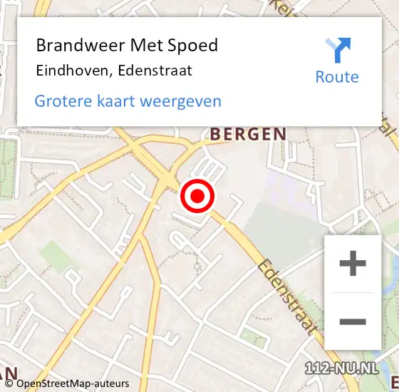 Locatie op kaart van de 112 melding: Brandweer Met Spoed Naar Eindhoven, Edenstraat op 24 juni 2021 13:37