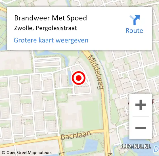 Locatie op kaart van de 112 melding: Brandweer Met Spoed Naar Zwolle, Pergolesistraat op 24 juni 2021 13:39