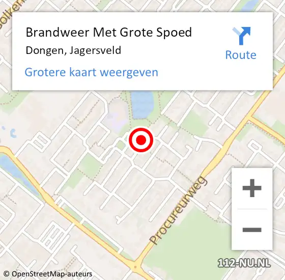 Locatie op kaart van de 112 melding: Brandweer Met Grote Spoed Naar Dongen, Jagersveld op 24 juni 2021 13:49