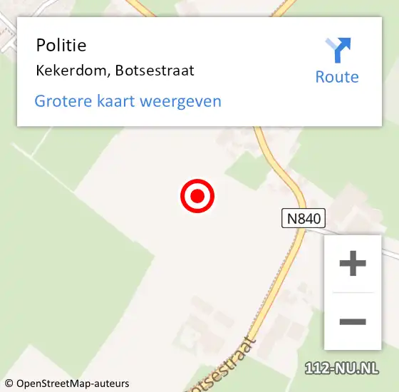 Locatie op kaart van de 112 melding: Politie Kekerdom, Botsestraat op 24 juni 2021 13:57