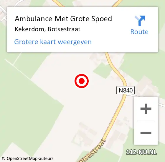 Locatie op kaart van de 112 melding: Ambulance Met Grote Spoed Naar Kekerdom, Botsestraat op 24 juni 2021 13:57