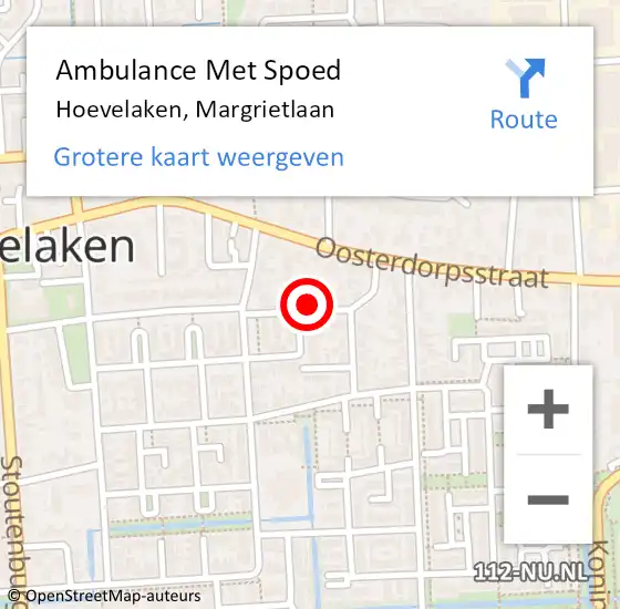 Locatie op kaart van de 112 melding: Ambulance Met Spoed Naar Hoevelaken, Margrietlaan op 24 juni 2021 14:00