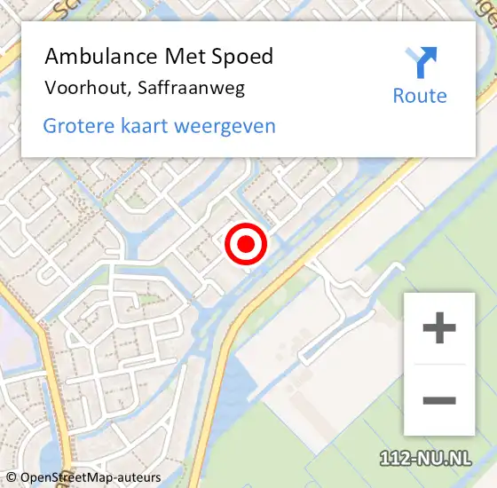 Locatie op kaart van de 112 melding: Ambulance Met Spoed Naar Voorhout, Saffraanweg op 24 juni 2021 14:06